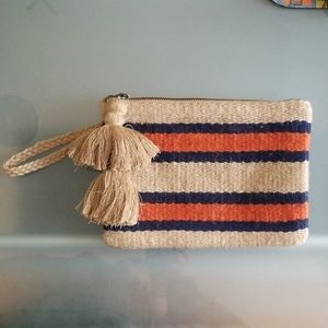 Striped Tasseled Pouch